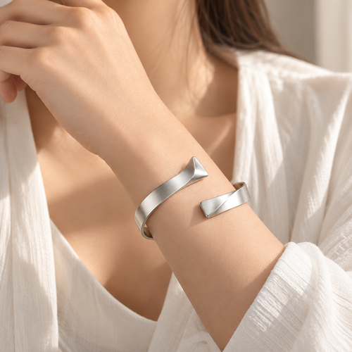 Folded Horizon Asymmetric Cuff Bracelet