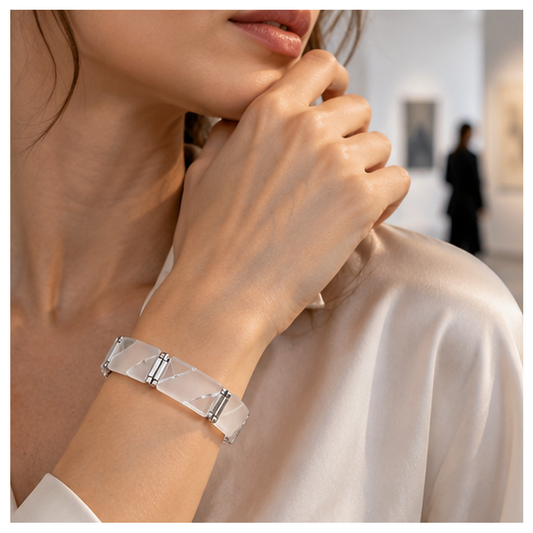 Meridian Frost Glass-Panel Bracelet