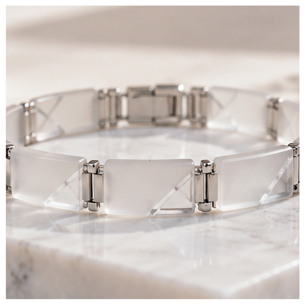 Meridian Frost Glass-Panel Bracelet