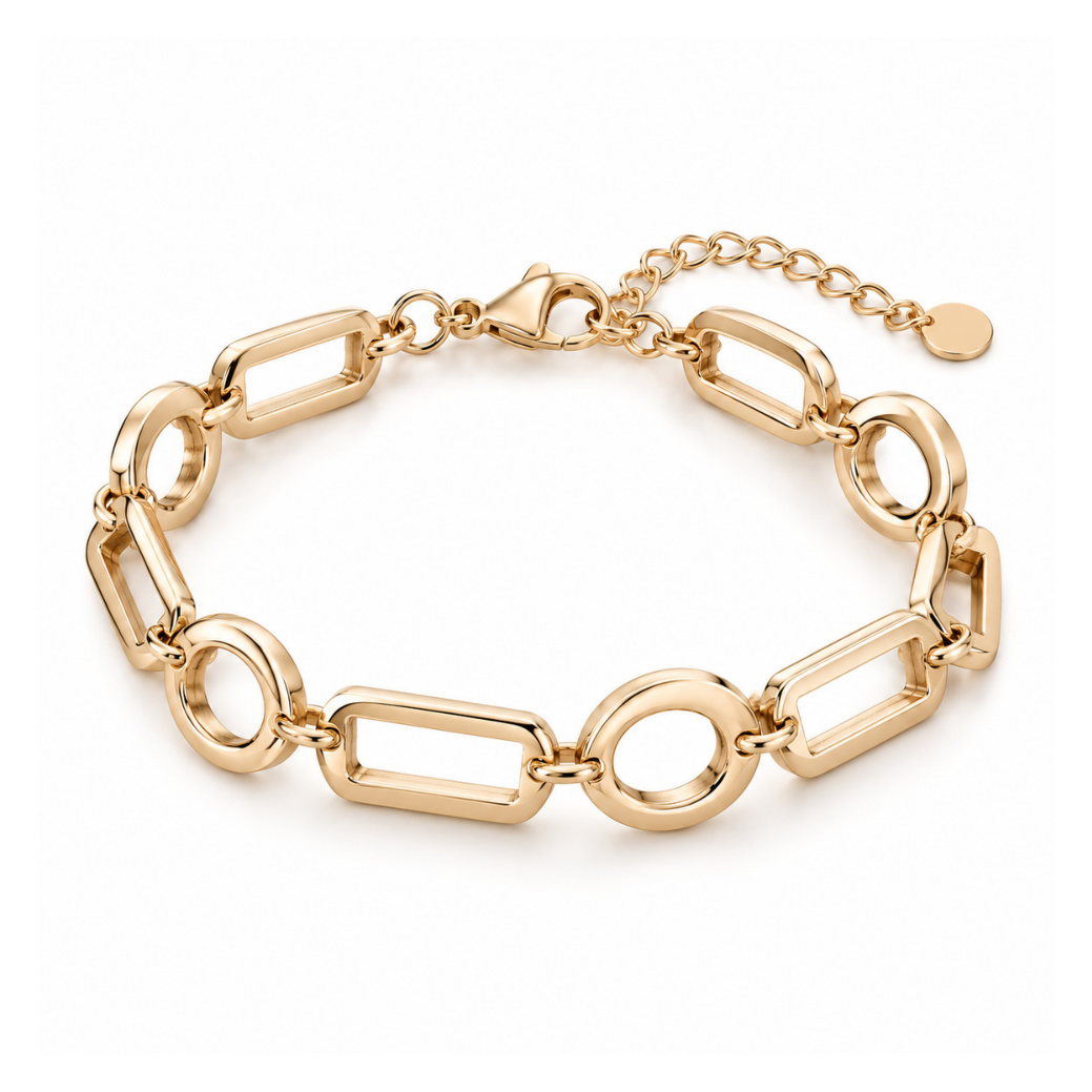 Orbit Cutout Geometric Link Bracelet