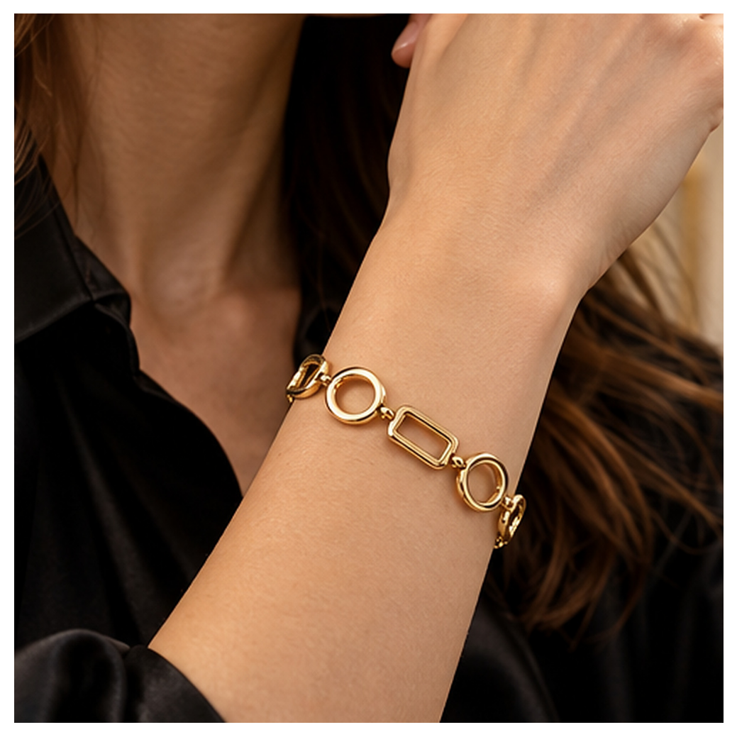 Orbit Cutout Geometric Link Bracelet