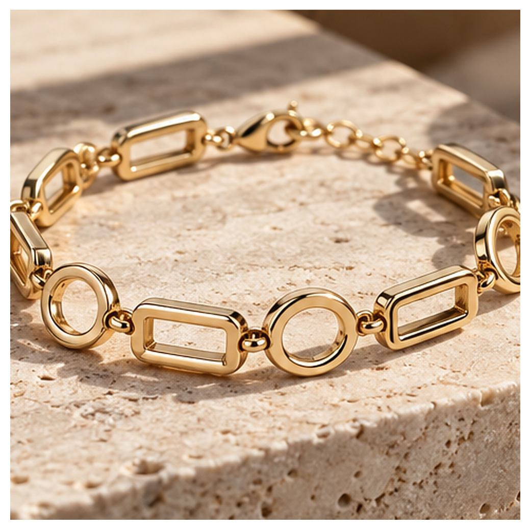 Orbit Cutout Geometric Link Bracelet