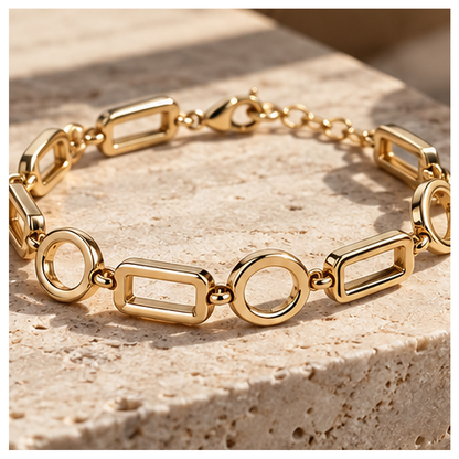 Orbit Cutout Geometric Link Bracelet