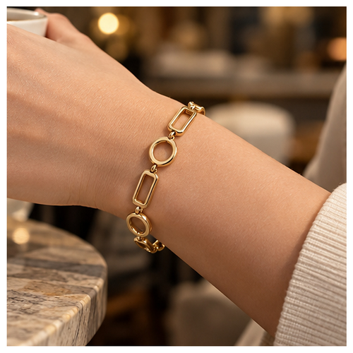 Orbit Cutout Geometric Link Bracelet