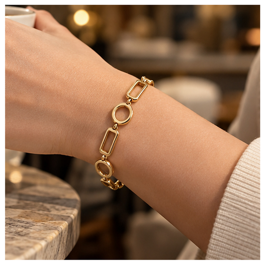 Orbit Cutout Geometric Link Bracelet