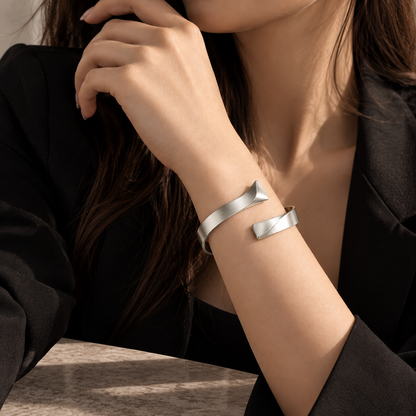 Folded Horizon Asymmetric Cuff Bracelet